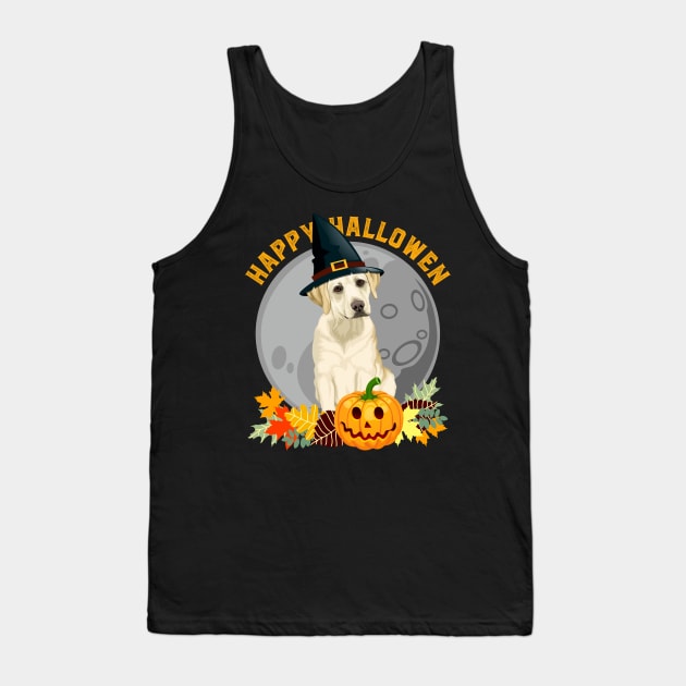 Happy Halloween Labrador Retriever Dog and Pumpkin Tank Top by RadStar